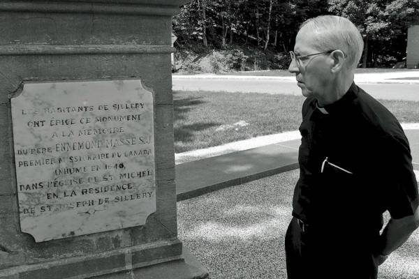 Fr Adolfo Nicolás SJ, 30th Superior General of the Society of Jesus (the Jesuits) at a historical Jesuit site in Sillery, Canada