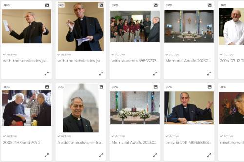 A screenshot of the image archive for Fr Adolfo Nicolás SJ, 30th Superior General of the Society of Jesus (the Jesuits), on Jesuit.media